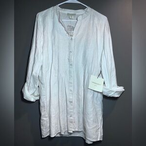 Cynthia Rowley Linen Pintuck Tunic Top – White – Size M (New With Tags)